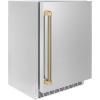 imageZLINE Autograph Edition 24 in Touchstone 151 Can Beverage Fridge with Solid Stainless Steel Door and Champagne Bronze Helix Handle RBSOZST24KCB