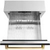 imageZLINE Autograph Edition 24 in Touchstone 168 Can OutdoorRated Dual Refrigerator Drawer with Black Stainless Steel Doors and Polished Gold Handles RDSOZBS24G