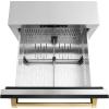 imageZLINE Autograph Edition 24 in Touchstone 168 Can OutdoorRated Dual Refrigerator Drawer with Black Stainless Steel Doors and Polished Gold Handles RDSOZBS24G