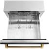 imageZLINE Autograph Edition 24 in Touchstone 168 Can OutdoorRated Dual Refrigerator Drawer with Black Stainless Steel Doors and Polished Gold Helix Handles RDSOZBS24KG