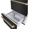 imageZLINE Autograph Edition 24 in Touchstone 168 Can OutdoorRated Dual Refrigerator Drawer with Black Stainless Steel Doors and Polished Gold Helix Handles RDSOZBS24KG