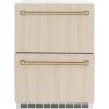 imageZLINE Autograph Edition 24 in Touchstone 168 Can OutdoorRated Dual Refrigerator Drawer with PanelReady Doors and Champagne Bronze Handles RDSPOZ24CB