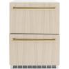 imageZLINE Autograph Edition 24 in Touchstone 168 Can OutdoorRated Dual Refrigerator Drawer with PanelReady Doors and Polished Gold Handles RDSPOZ24G