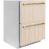 imageZLINE Autograph Edition 24 in Touchstone 168 Can OutdoorRated Dual Refrigerator Drawer with PanelReady Doors and Polished Gold Handles RDSPOZ24G