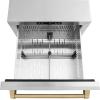 imageZLINE Autograph Edition 24 in Touchstone 168 Can OutdoorRated Dual Refrigerator Drawer with Satin Stainless Steel Doors and Champagne Bronze Handles RDSOZSN24CB