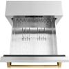 imageZLINE Autograph Edition 24 in Touchstone 168 Can OutdoorRated Dual Refrigerator Drawer with Satin Stainless Steel Doors and Polished Gold Handles RDSOZSN24G