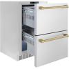 imageZLINE Autograph Edition 24 in Touchstone 168 Can OutdoorRated Dual Refrigerator Drawer with Stainless Steel Doors and Champagne Bronze Handles RDSOZST24CB