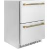 imageZLINE Autograph Edition 24 in Touchstone 168 Can OutdoorRated Dual Refrigerator Drawer with Stainless Steel Doors and Champagne Bronze Helix Handles RDSOZST24KCB
