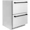 imageZLINE Autograph Edition 24 in Touchstone 168 Can OutdoorRated Dual Refrigerator Drawer with Stainless Steel Doors and Matte Black Handles RDSOZST24MB