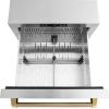 imageZLINE Autograph Edition 24 in Touchstone 168 Can OutdoorRated Dual Refrigerator Drawer with Stainless Steel Doors and Polished Gold Helix Handles RDSOZST24KG