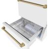 imageZLINE Autograph Edition 24 in Touchstone 168 Can OutdoorRated Dual Refrigerator Drawer with White Matte Doors and Champagne Bronze Handles RDSOZWM24CB