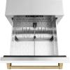 imageZLINE Autograph Edition 24 in Touchstone 168 Can OutdoorRated Dual Refrigerator Drawer with White Matte Doors and Champagne Bronze Handles RDSOZWM24CB