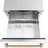 imageZLINE Autograph Edition 24 in Touchstone 168 Can OutdoorRated Dual Refrigerator Drawer with White Matte Doors and Champagne Bronze Handles RDSOZWM24CB