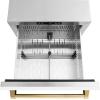 imageZLINE Autograph Edition 24 in Touchstone 168 Can OutdoorRated Dual Refrigerator Drawer with White Matte Doors and Polished Gold Handles RDSOZWM24G