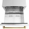 imageZLINE Autograph Edition 24 in Touchstone 168 Can OutdoorRated Dual Refrigerator Drawer with White Matte Doors and Polished Gold Handles RDSOZWM24G