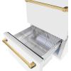 imageZLINE Autograph Edition 24 in Touchstone 168 Can OutdoorRated Dual Refrigerator Drawer with White Matte Doors and Polished Gold Handles RDSOZWM24G
