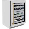 imageZLINE Autograph Edition 24 in Touchstone Dual Zone 44 Bottle Wine Cooler with Stainless Steel Glass Door and Champagne Bronze Helix Handle RWDOZS24KCB