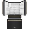 imageZLINE Autograph Edition 36 in 216 cu ft CounterDepth French Door Refrigerator with Water and Ice Dispenser in FingerprintResistant Black Stainless Steel with Champagne Bronze Helix Handles