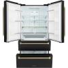 imageZLINE Autograph Edition 36 in 225 cu ft CounterDepth French Door Refrigerator with Ice Maker in FingerprintResistant Black Stainless Steel and Champagne Bronze Helix Handles RFMZ36BSKCB