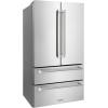 imageZLINE Autograph Edition 36 in 225 cu ft CounterDepth French Door Refrigerator with Ice Maker in FingerprintResistant Stainless Steel and Polished Nickel Helix Handles RFMZ36KPN