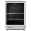 imageZ Line Kitchen and Bath ZLINE 24 Autograph Edition 154 Can Beverage Cooler Fridge with Adjustable Shelves in Stainless Steel with Champagne Bronze Accents RBVZUS24CB