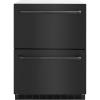 imageZ Line Kitchen and Bath ZLINE 24 in Touchstone 168 Can OutdoorRated Dual Refrigerator Drawer with Black Stainless Steel Doors RDSOBS24