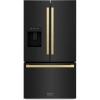 imageZ Line Kitchen and Bath ZLINE Autograph 36 in Black Stainless Standard Refrigerator wBronze Handles RSMZW36BSFCB