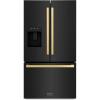 imageZ Line Kitchen and Bath ZLINE Autograph 36 in Black Stainless Standard Refrigerator wGold Handles RSMZW36BSFG