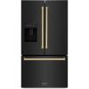 imageZ Line Kitchen and Bath ZLINE Autograph 36 in Black Stainless Standard Refrigerator wGold Handles RSMZW36BSG