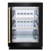 imageZLINE Autograph Edition 24 in Touchstone 151 Can Beverage Fridge With Black Stainless Steel Glass Door And Polished Gold Handle RBSOZBS24G
