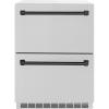 imageZLINE Autograph Edition 24 in Touchstone 168 Can OutdoorRated Dual Refrigerator Drawer with Satin Stainless Steel Doors and Matte Black Handles RDSOZSN24MB