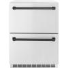 imageZLINE Autograph Edition 24 in Touchstone 168 Can OutdoorRated Dual Refrigerator Drawer with Stainless Steel Doors and Matte Black Handles RDSOZST24MB