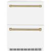 imageZLINE Autograph Edition 24 in Touchstone 168 Can OutdoorRated Dual Refrigerator Drawer with White Matte Doors and Champagne Bronze Handles RDSOZWM24CB