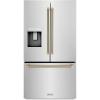 imageZLINE Autograph Edition 36 in 289 cu ft StandardDepth French Door External Water Dispenser Refrigerator with Dual Ice Maker in FingerprintResistant Stainless Steel and Champagne Helix Handles