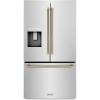 imageZLINE Autograph Edition 36 in 289 cu ft StandardDepth French Door External Water Dispenser Refrigerator with Dual Ice Maker in FingerprintResistant Stainless Steel and Gold Helix Handles