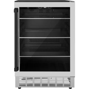 imageZ Line Kitchen and Bath ZLINE 24 Autograph Edition 154 Can Beverage Cooler Fridge with Adjustable Shelves in Stainless Steel with Matte Black Accents RBVUS24MB