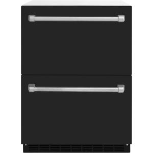 imageZ Line Kitchen and Bath ZLINE 24 in Touchstone 168 Can OutdoorRated Dual Refrigerator Drawer with Black Matte Doors RDSOBLM24