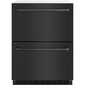 imageZ Line Kitchen and Bath ZLINE 24 in Touchstone 168 Can OutdoorRated Dual Refrigerator Drawer with Black Stainless Steel Doors RDSOBS24