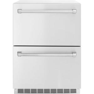 imageZ Line Kitchen and Bath ZLINE 24 in Touchstone 168 Can OutdoorRated Dual Refrigerator Drawer with Stainless Steel Doors RDSOST24