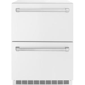 imageZ Line Kitchen and Bath ZLINE 24 in Touchstone 168 Can OutdoorRated Dual Refrigerator Drawer with White Matte Doors RDSOWM24