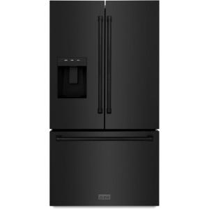 imageZ Line Kitchen and Bath ZLINE 36 in 289 cu ft StandardDepth French Door External Water Dispenser Refrigerator with Dual Ice Maker in FingerprintResistant Black Stainless Steel RSMW36BS