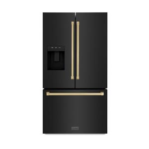 imageZ Line Kitchen and Bath ZLINE Autograph 36 in Black Stainless Standard Refrigerator wBronze Handles RSMZW36BSCB