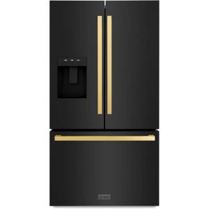 imageZ Line Kitchen and Bath ZLINE Autograph 36 in Black Stainless Standard Refrigerator wGold Handles RSMZW36BSFG
