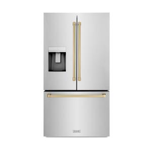 imageZ Line Kitchen and Bath ZLINE Autograph 36 in StandardDepth Refrigerator wChampagne Bronze Handles RSMZW36CB