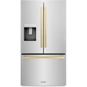 imageZ Line Kitchen and Bath ZLINE Autograph 36 in StandardDepth Refrigerator wChampagne Bronze Handles RSMZW36FCB