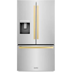 imageZ Line Kitchen and Bath ZLINE Autograph 36 in StandardDepth Refrigerator wPolished Gold Handles RSMZW36FG