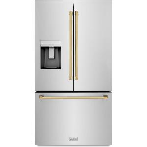 imageZ Line Kitchen and Bath ZLINE Autograph 36 in StandardDepth Refrigerator wPolished Gold Handles RSMZW36G