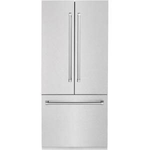 imageZLINE 36 Inches 196 Cubic Feet French Door BuiltIn Bottom Freezer Refrigerator with Water Dispenser and Ice Maker in DuraSnow Stainless Steel RBIVSN36