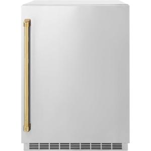 imageZLINE Autograph Edition 24 in Touchstone 151 Can Beverage Fridge With Solid Stainless Steel Door And Champagne Bronze Handle RBSOZST24CB