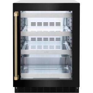 imageZLINE Autograph Edition 24 in Touchstone 151 Can Beverage Fridge with Black Stainless Steel Glass Door and Champagne Bronze Helix Handle RBSOZBS24KCB